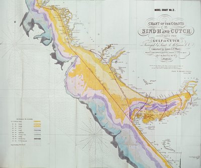 Chart of the Coasts, Sindh and Cutch, Surveyed by Lieutenant A. M. Grieve, 1848-50, 1868 by English School